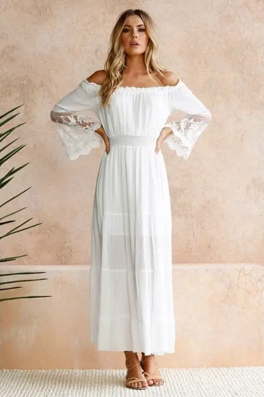 white dress boho